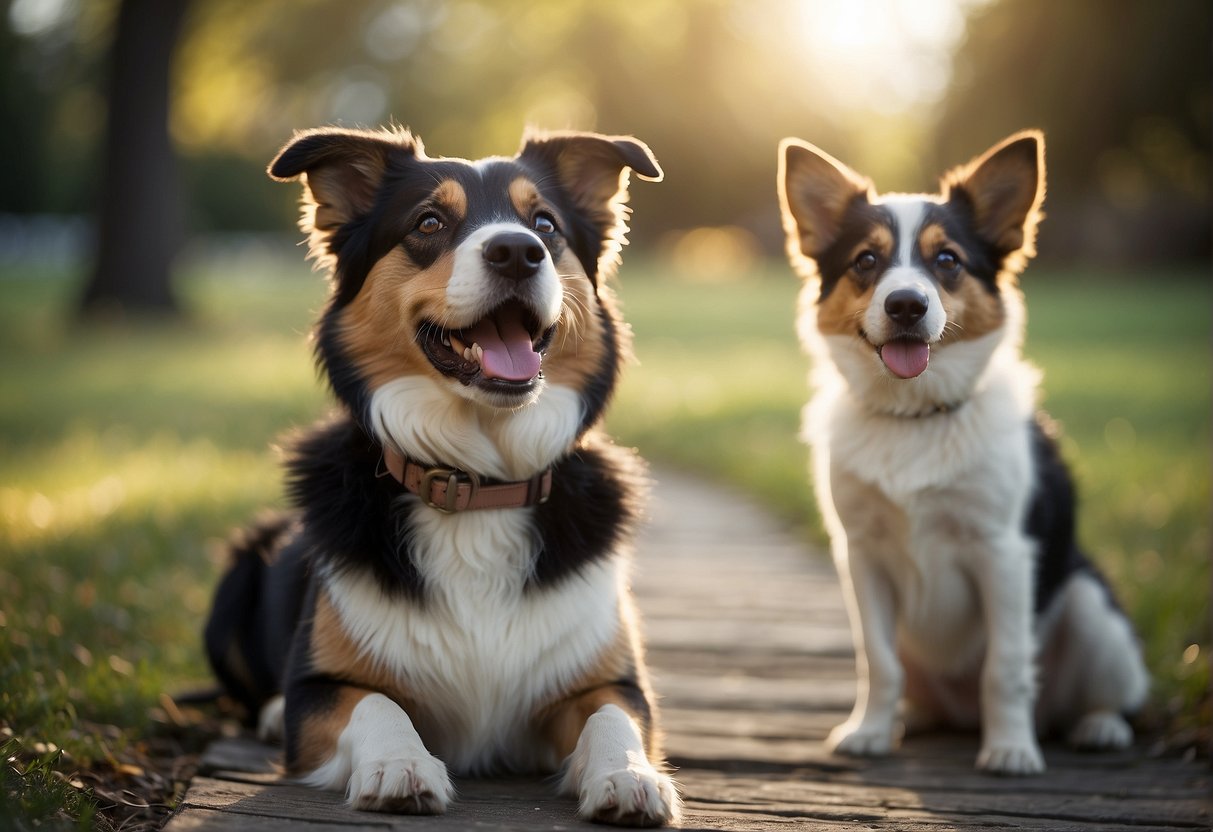 A dog sits calmly as children approach with open arms, showing excitement and curiosity